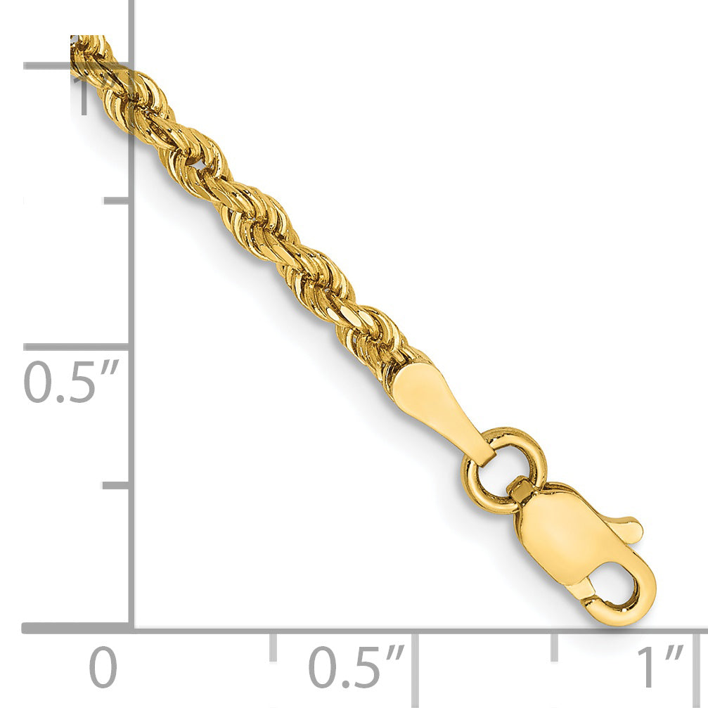 Pulsera de cuerda D/C semisólida de 14k y 2,5 mm