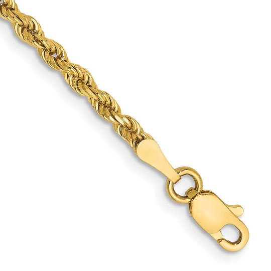 Pulsera de cuerda D/C semisólida de 14k y 2,5 mm