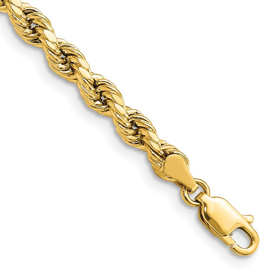 Pulsera de cuerda D/C semisólida de 14 k y 4 mm