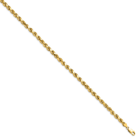 Pulsera de cuerda D/C semisólida de 14k y 4,9 mm