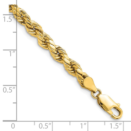 Pulsera de cuerda D/C semisólida de 14k y 4,9 mm