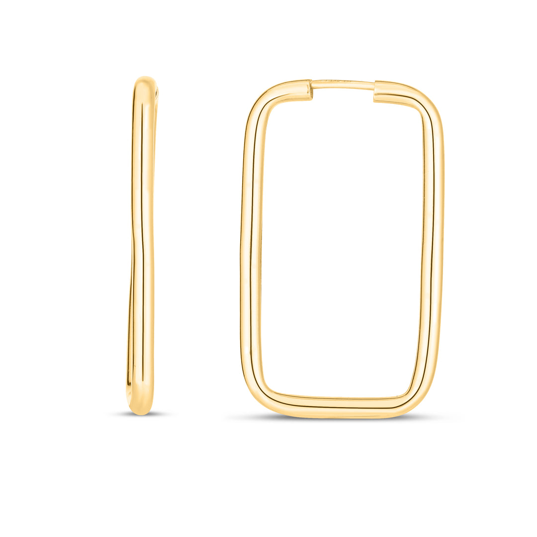 Aros Rectangulares sin Fin en Oro Amarillo de 14k