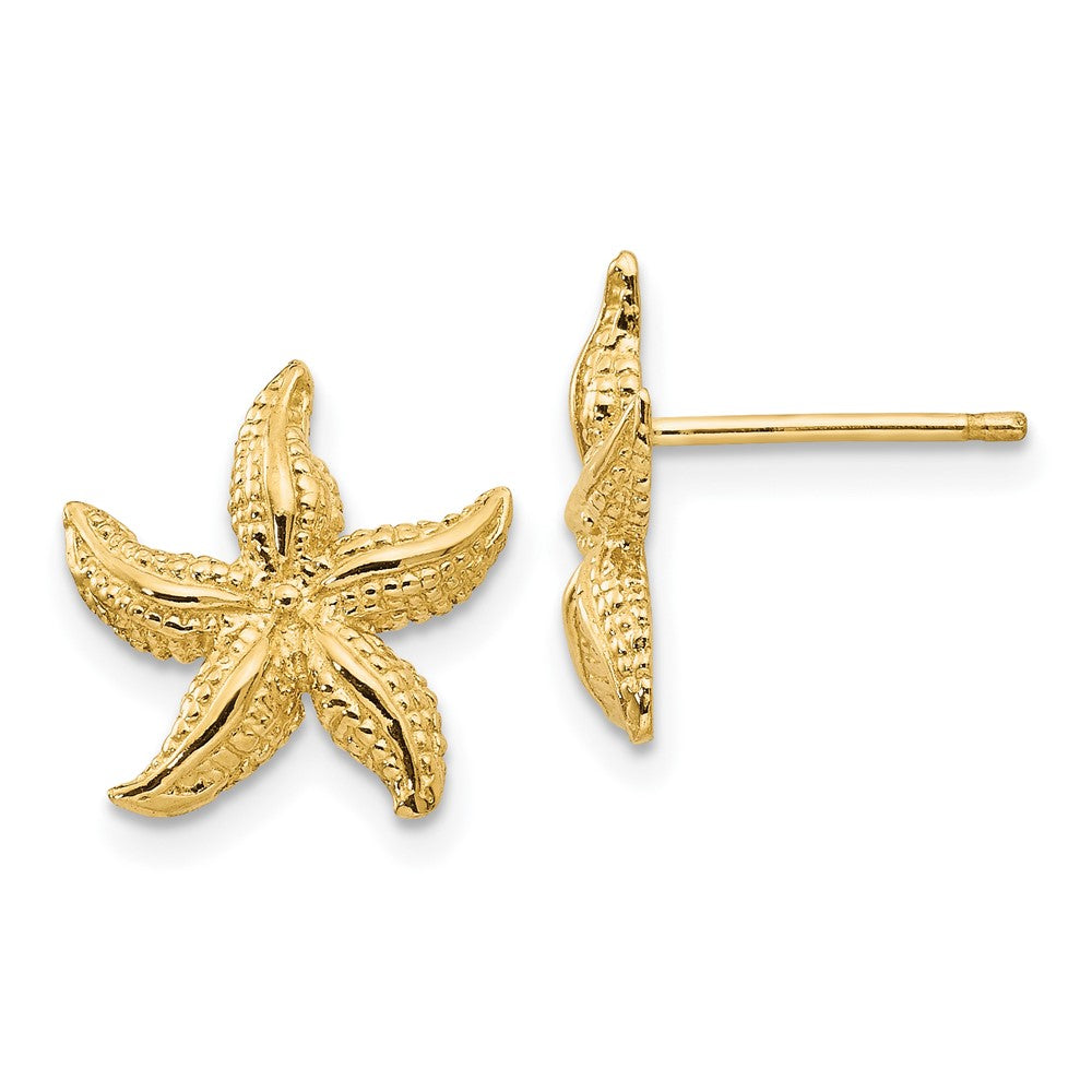 Pendientes de Botón en Oro Amarillo de 14K con Forma de Estrella de Mar