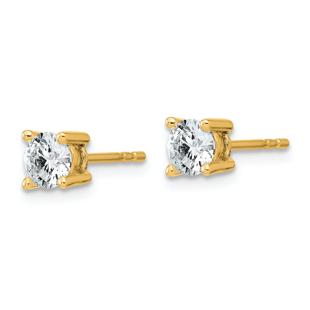 Pendientes de Botón en Oro Amarillo de 14k con Diamantes de Labor, 3/4 ctw, VS/SI+ G+, Redondos, 4 Garras (Peso Pesado)