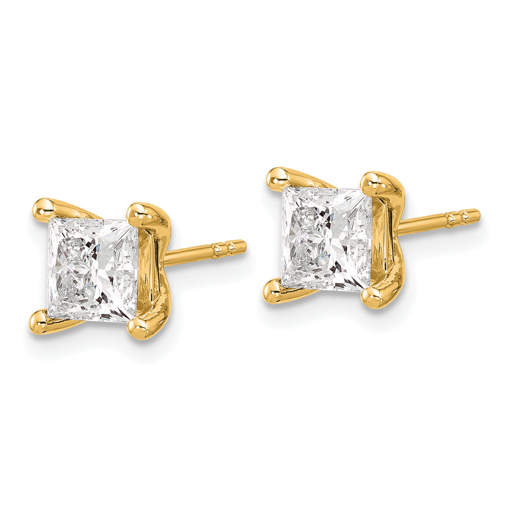 Aretes de Estilo Stud de Oro Amarillo de 14k con 2 Quilates de Diamantes Cultivados en Laboratorio Certificados