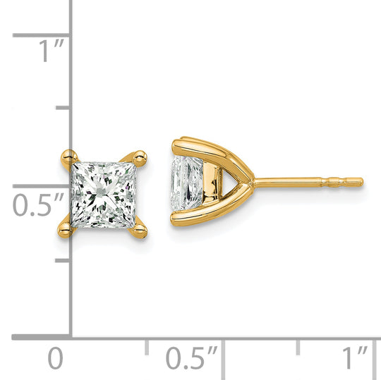 Aretes de Estilo Stud de Oro Amarillo de 14k con 2 Quilates de Diamantes Cultivados en Laboratorio Certificados