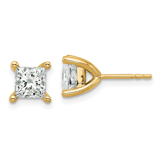 Aretes de Estilo Stud de Oro Amarillo de 14k con 2 Quilates de Diamantes Cultivados en Laboratorio Certificados