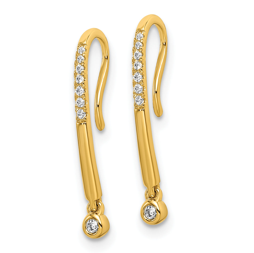 Pendientes de Hilo Colgantes con Diamante en Oro Amarillo Pulido de 14k