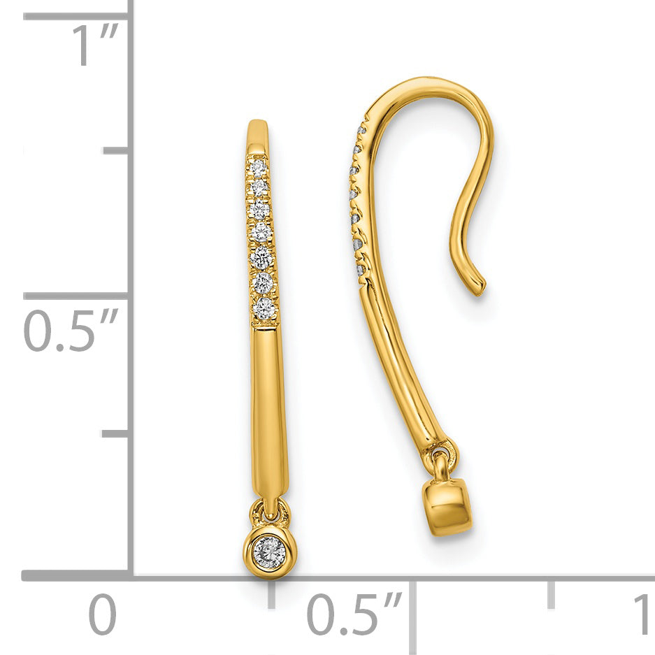 Pendientes de Hilo Colgantes con Diamante en Oro Amarillo Pulido de 14k