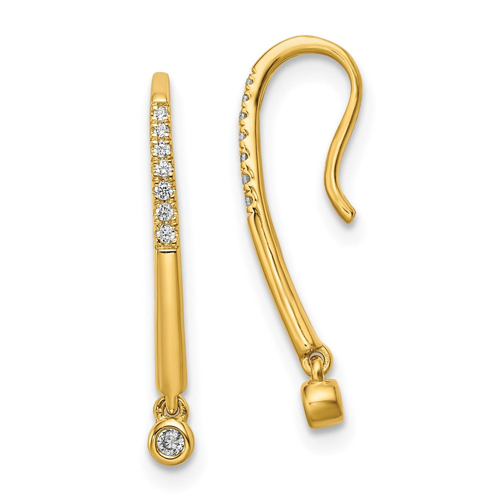 Pendientes de Hilo Colgantes con Diamante en Oro Amarillo Pulido de 14k