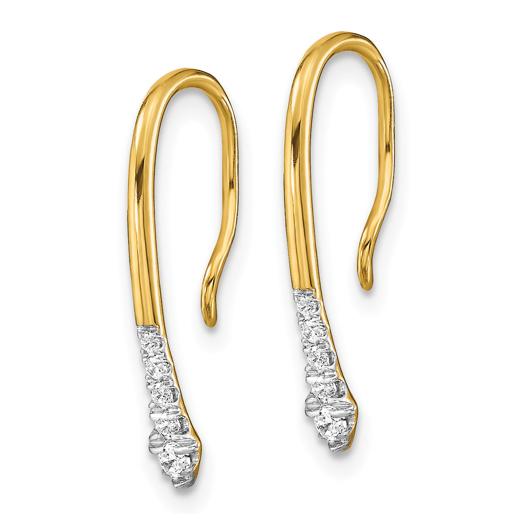 Pendientes de Hilo Colgantes con Diamante en Oro Amarillo Pulido de 14k