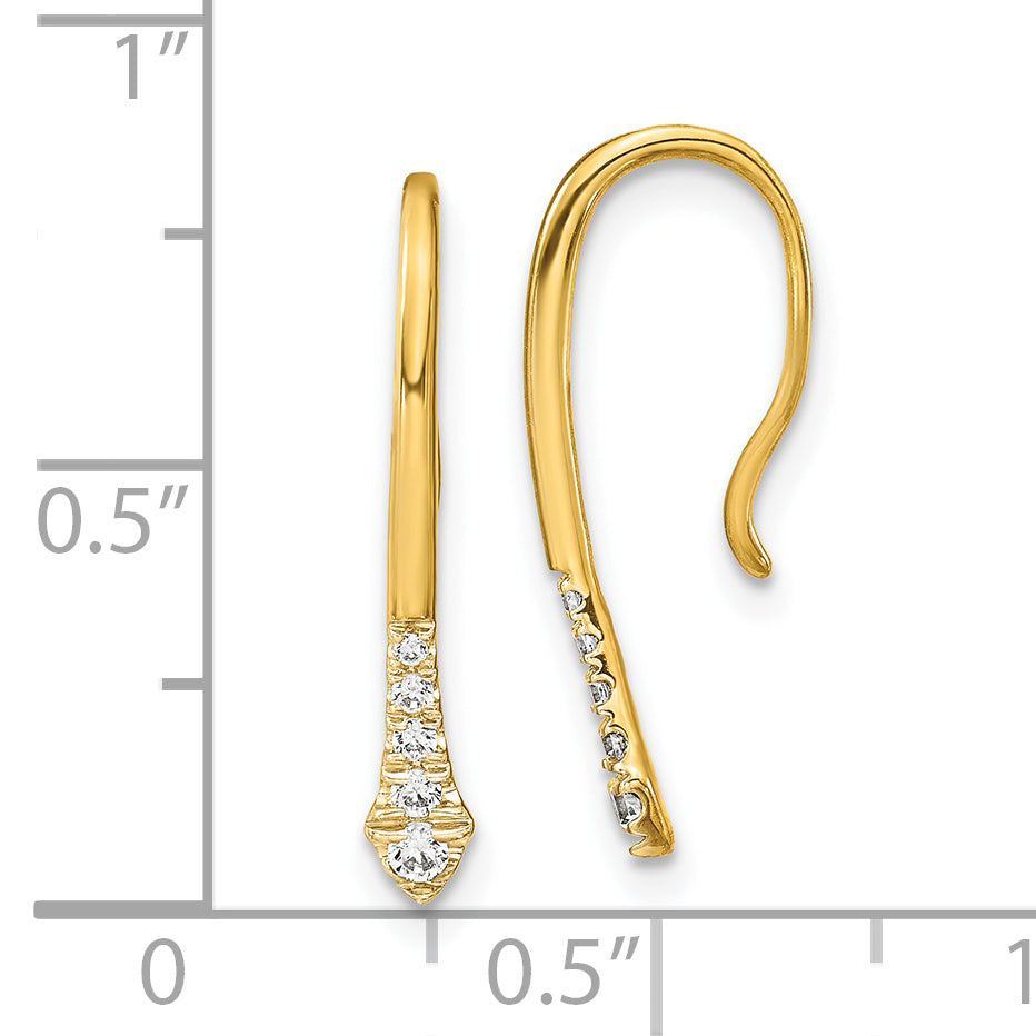 Pendientes de Hilo Colgantes con Diamante en Oro Amarillo Pulido de 14k