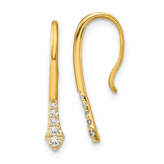 Pendientes de Hilo Colgantes con Diamante en Oro Amarillo Pulido de 14k