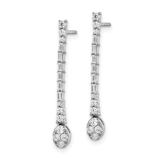 Pendientes Colgantes con Diamante en Oro Blanco Pulido de 14k