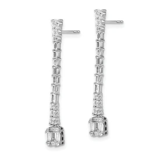 Pendientes Colgantes con Diamante en Oro Blanco Pulido de 14k