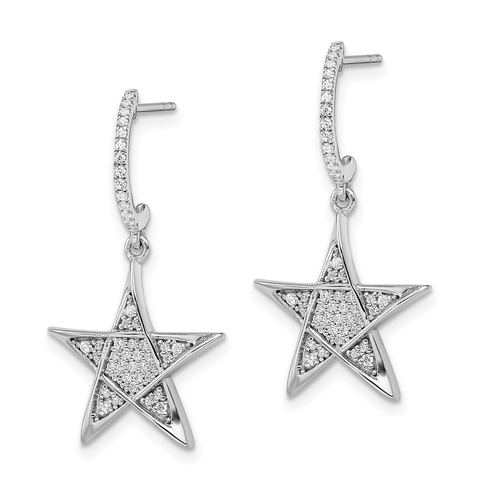 Aretes de Poste en Oro Blanco de 14k con Estrella de Diamantes Pulida