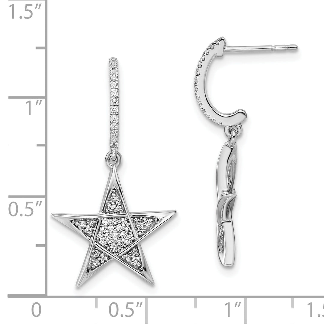 Aretes de Poste en Oro Blanco de 14k con Estrella de Diamantes Pulida