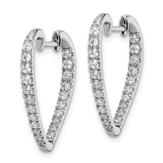 Aretes Aros In & Out con Diamantes en Oro Blanco de 14k Pulido