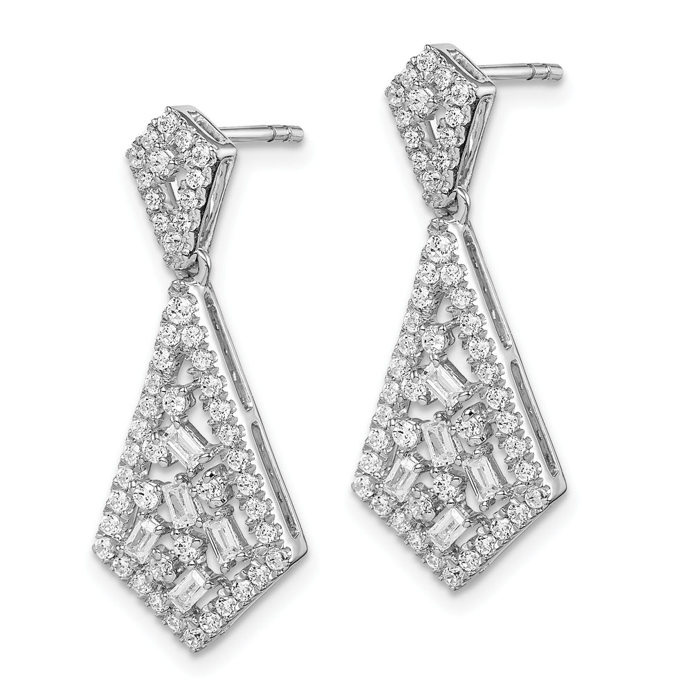 Pendientes Colgantes de Diamante con Post en Oro Blanco Pulido de 14k