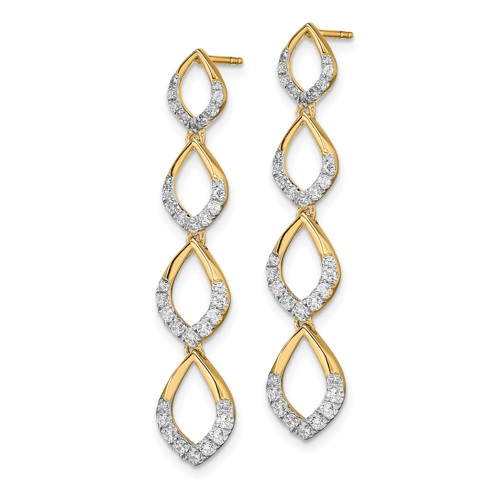 Pendientes Colgantes con Diamante en Oro Amarillo Pulido de 14k