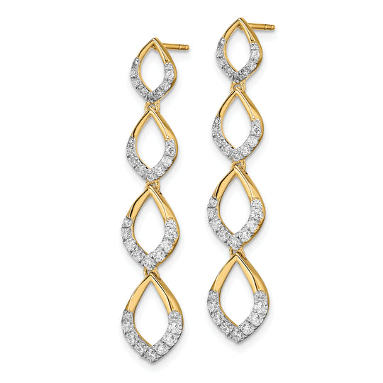 Pendientes Colgantes con Diamante en Oro Amarillo Pulido de 14k