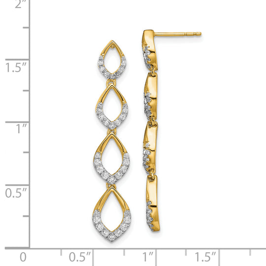 Pendientes Colgantes con Diamante en Oro Amarillo Pulido de 14k