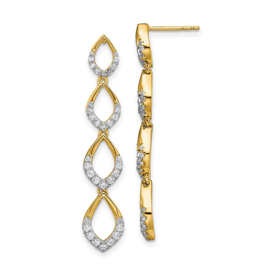 Pendientes Colgantes con Diamante en Oro Amarillo Pulido de 14k