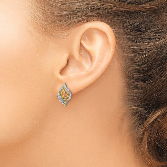 Aretes de Poste con Diamante Fancy en Oro de 14k Pulido