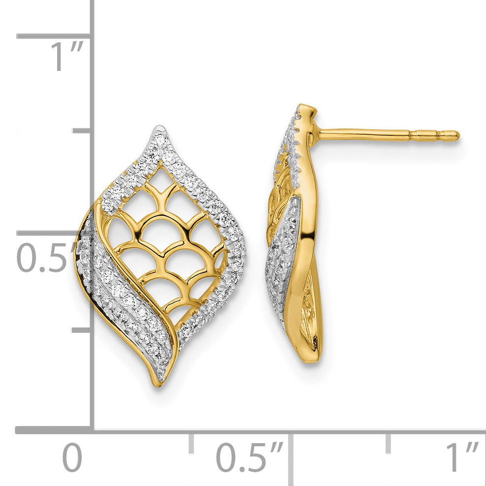 Aretes de Poste con Diamante Fancy en Oro de 14k Pulido