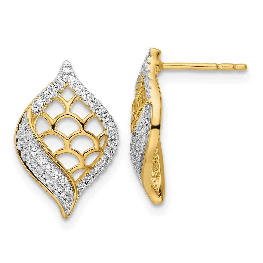 Aretes de Poste con Diamante Fancy en Oro de 14k Pulido