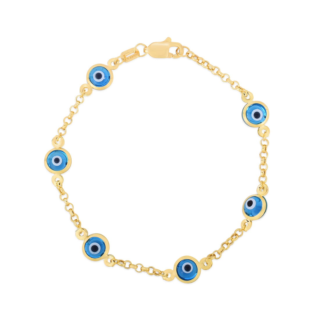 Pulsera de oro de 14 quilates con mal de ojo.