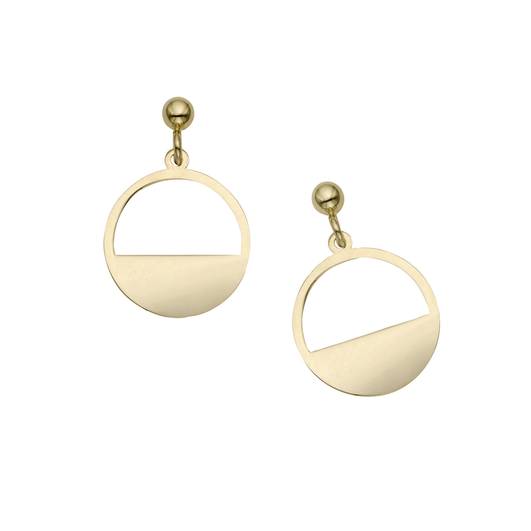 Aretes de Medio Disco SOHO Pulido en Oro de 14k