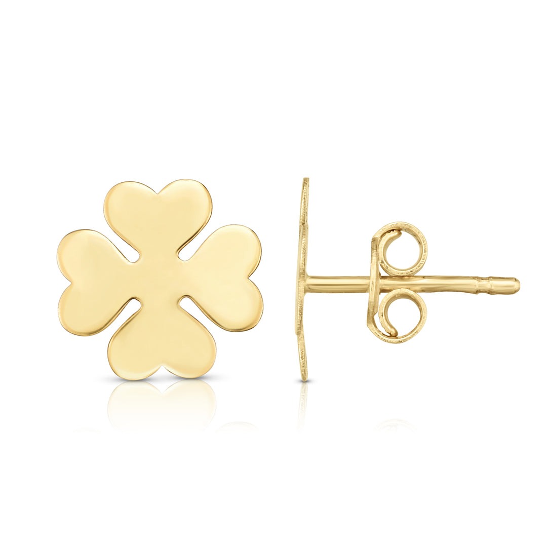 Aretes de Trebol en Oro Amarillo de 14k