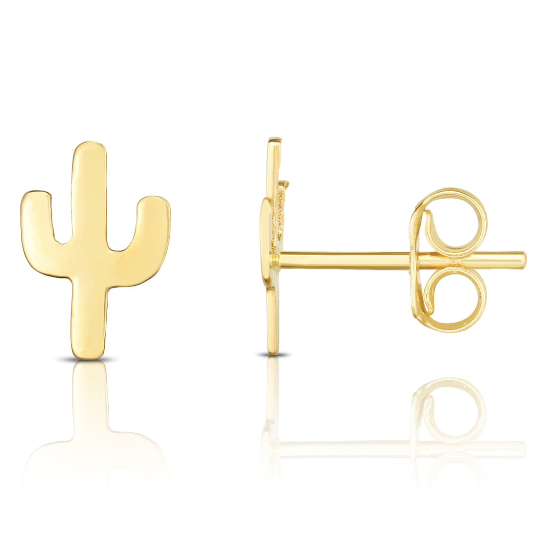 Aretes Mini Cactus De Oro De 14 Quilates