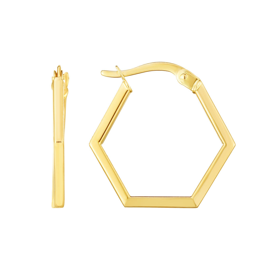 Aretes de Aro Hexagonales en Oro de 14k