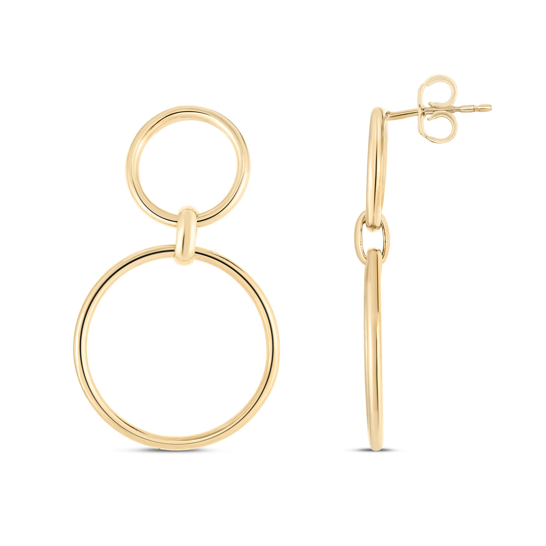 Aretes Colgantes Circulares en Oro de 14K