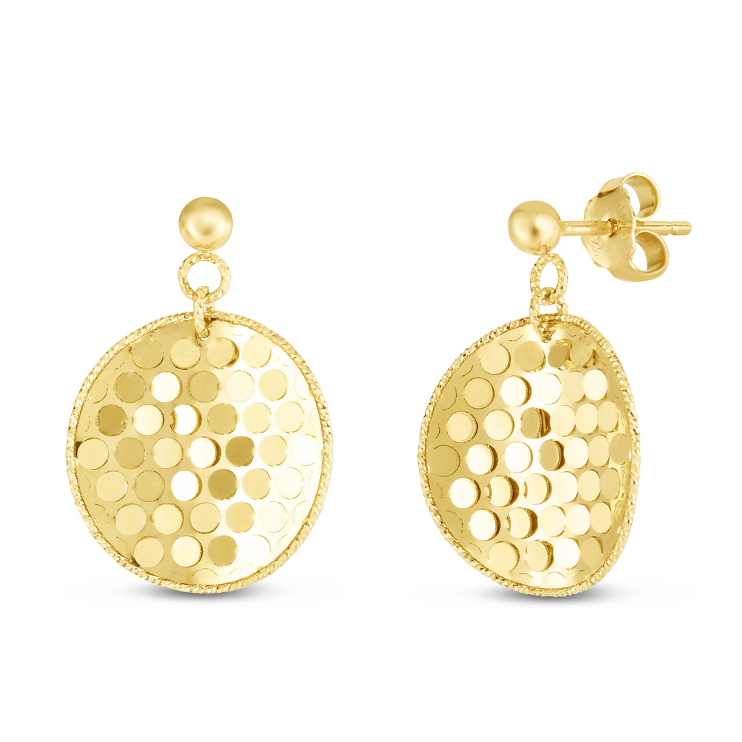 Aretes Colgantes de Confeti en Oro Amarillo de 14k