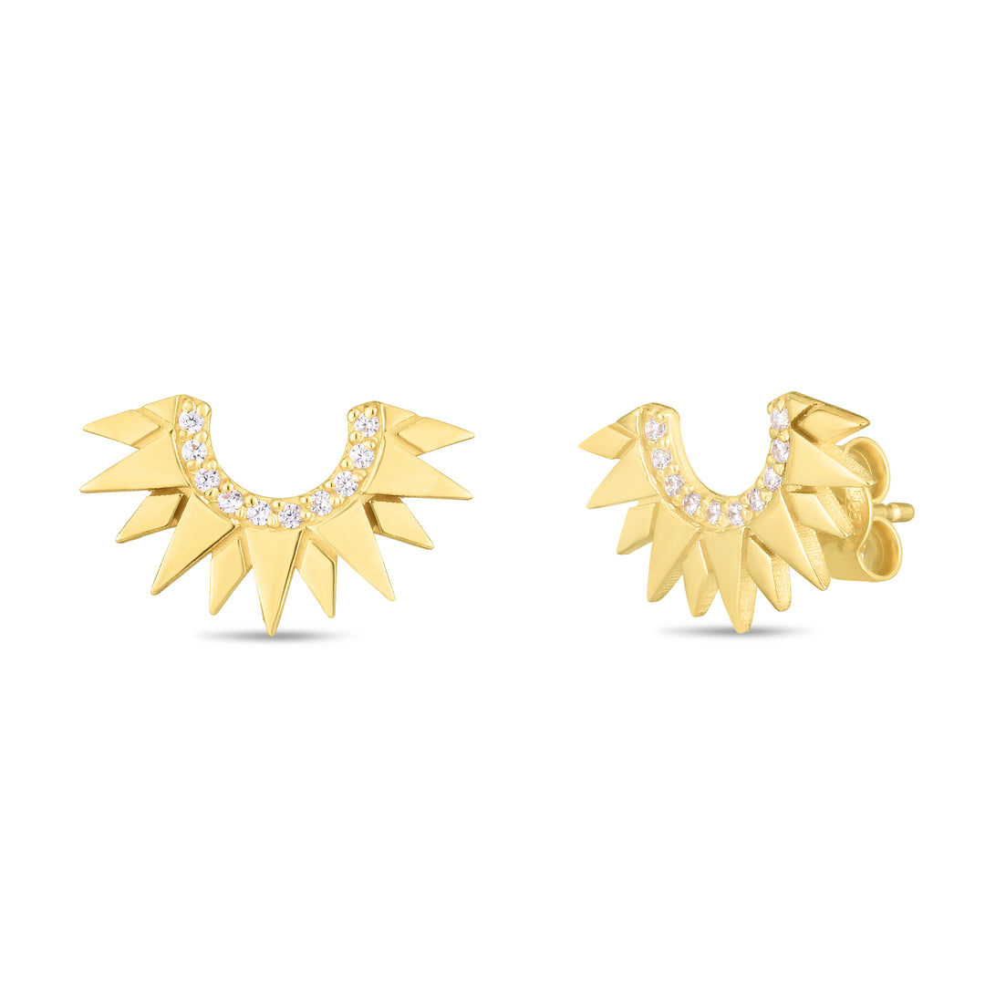 Aretes con Diamantes a la Moda de 1/6 qt en Oro Amarillo de 10k