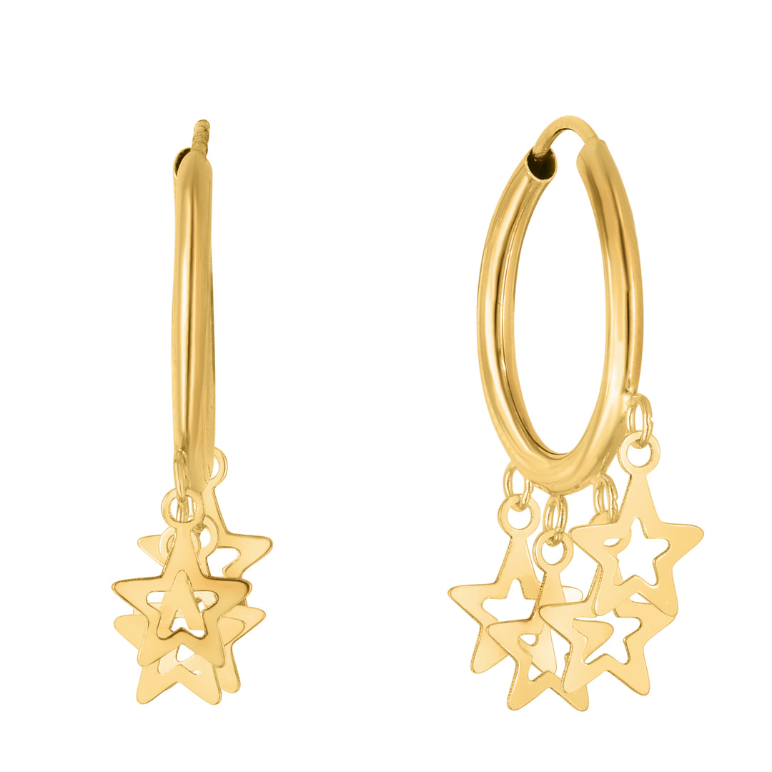 Aros con Dije de Estrella en Oro de 14k