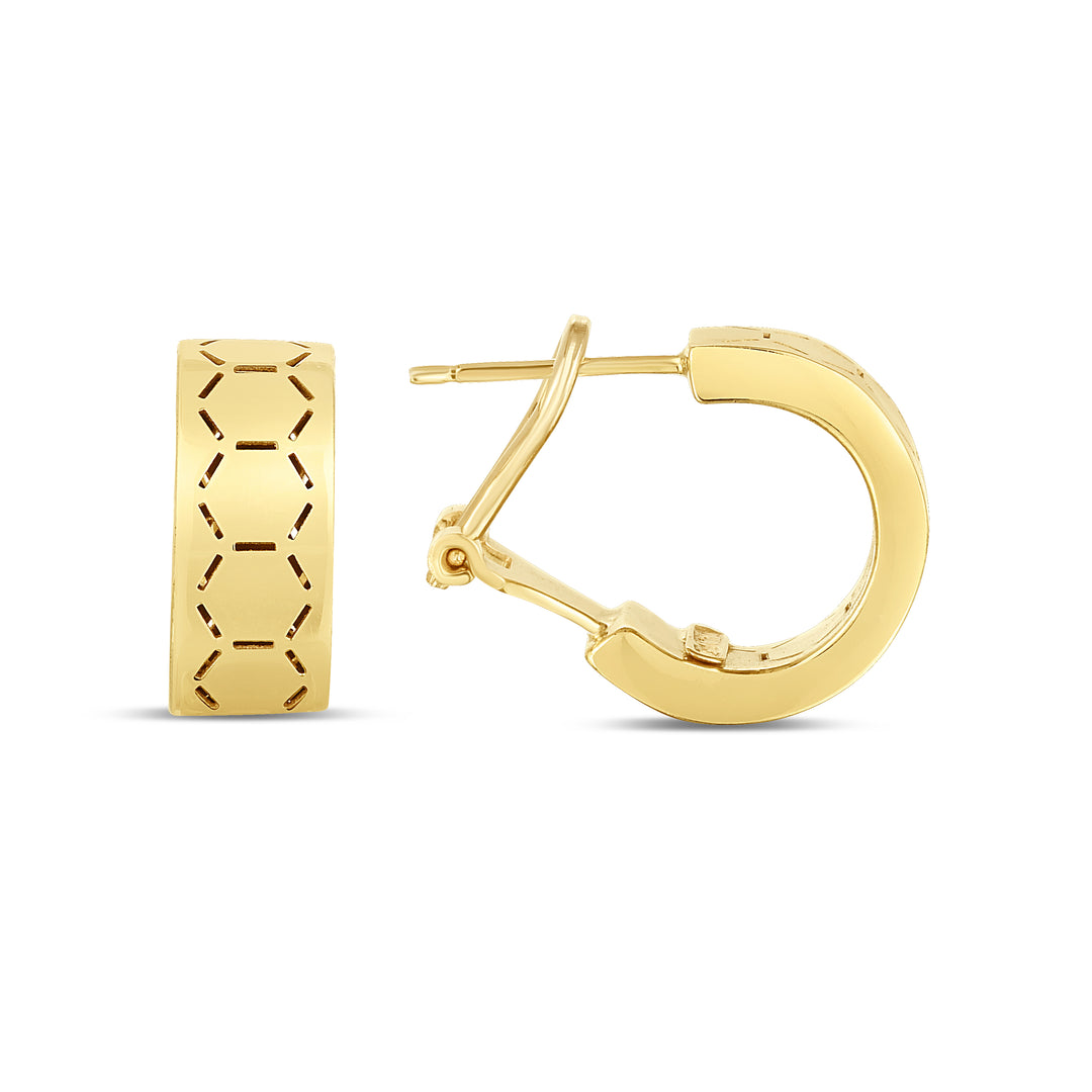 Aretes Tipo Argolla en Forma de Panal en Oro de 14k