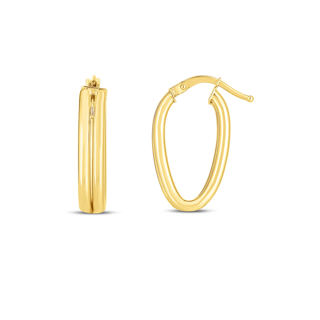 Aretes de Aro Ovalados Dobles en Oro de 14k