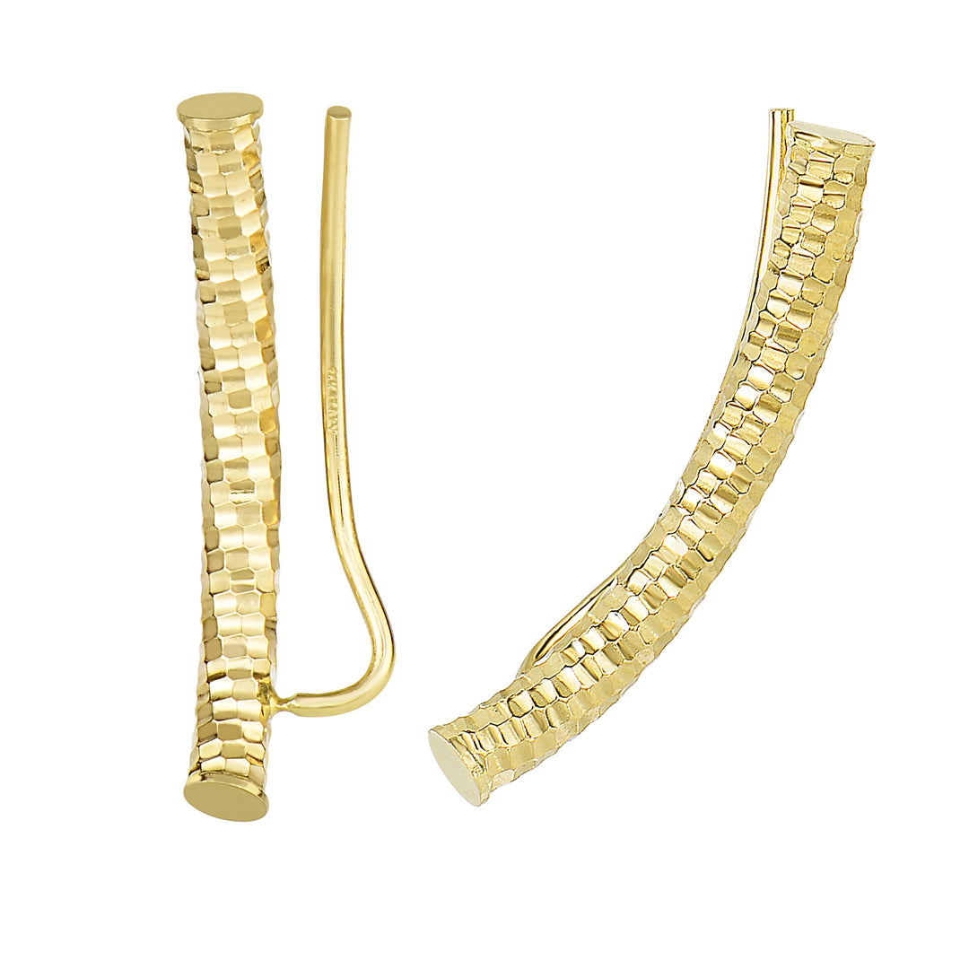 Aretes de Tubo con Corte de Diamante en Oro de 14k