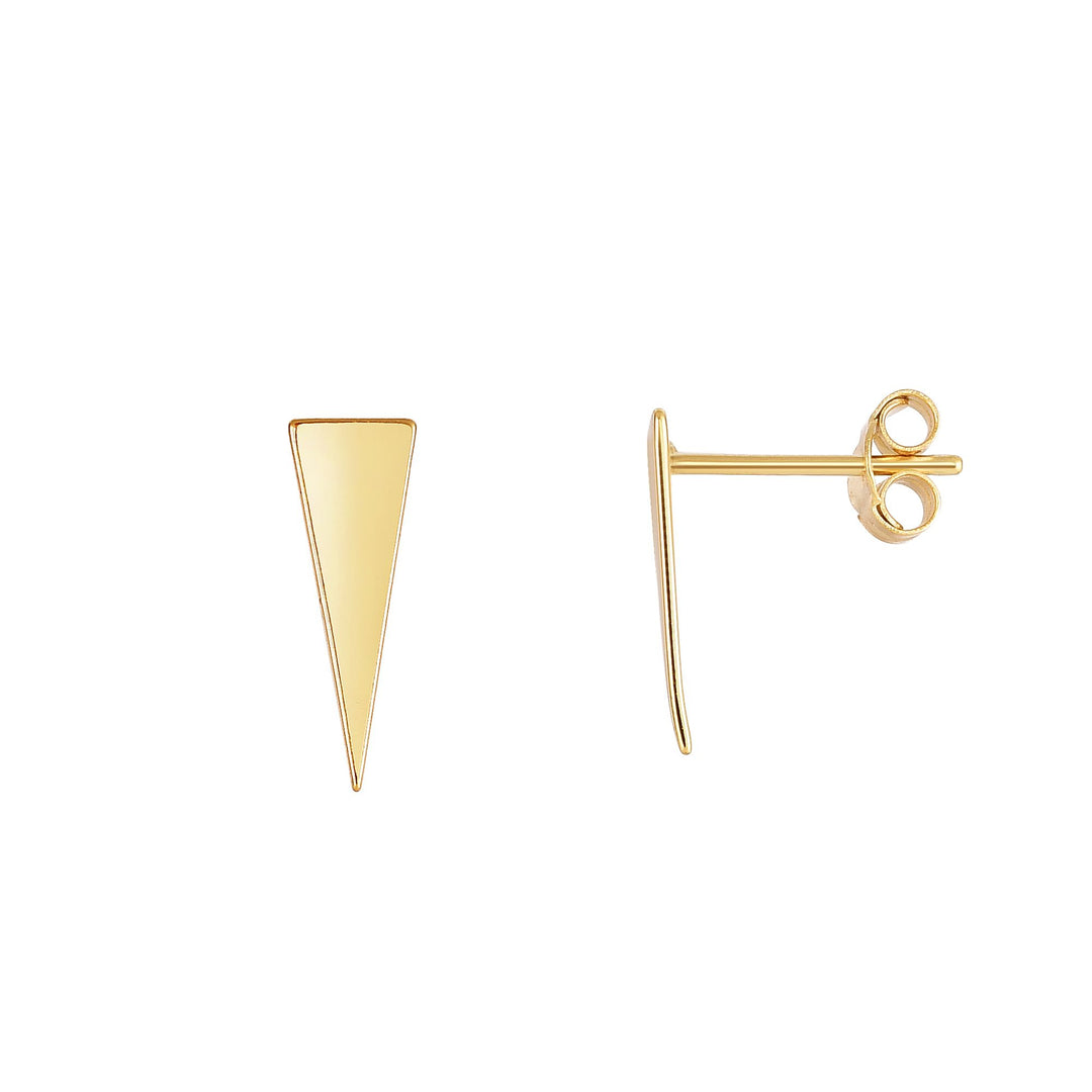 Aretes en Forma  Triangular Pulido en Oro de 14k