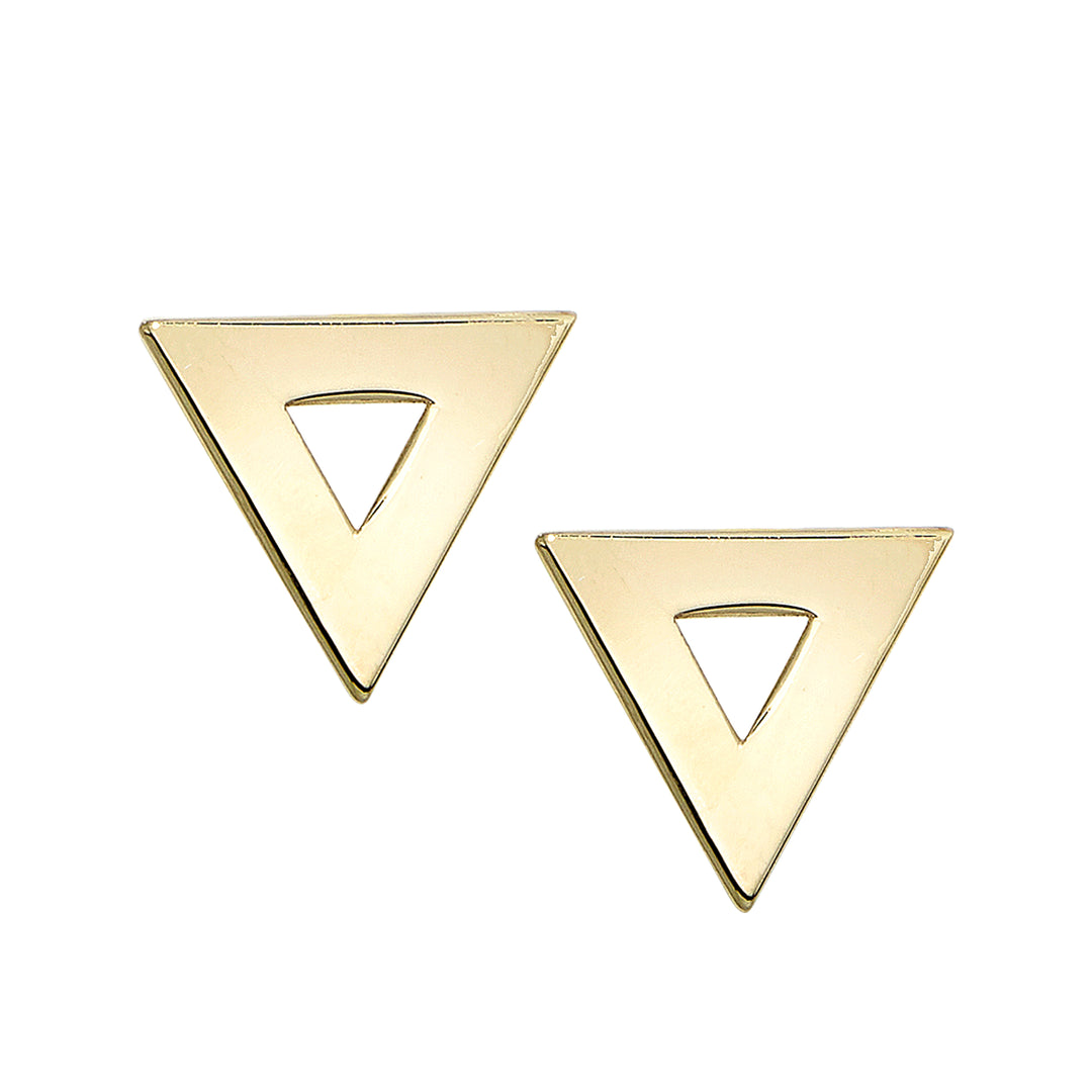 Arete Triangular Abierto Pulido en Oro de 14 K