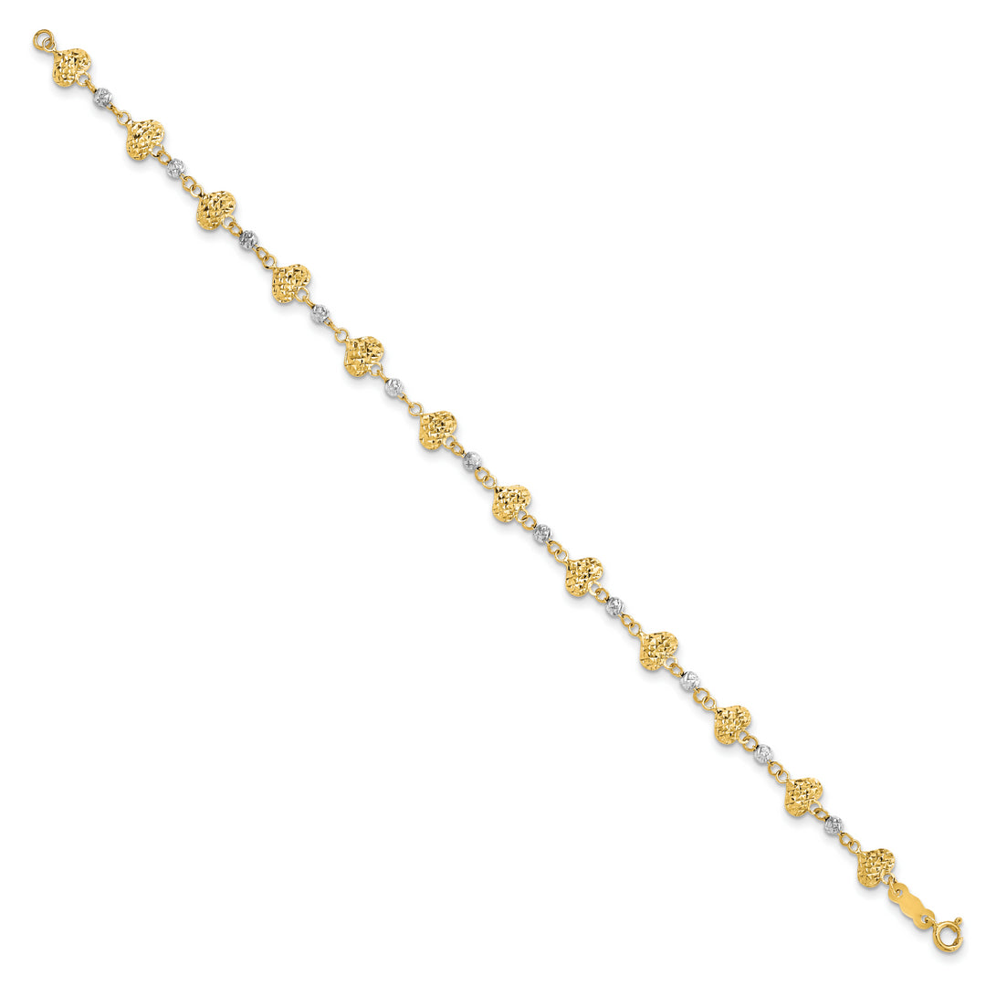 Pulsera 14K Two-Tone D/C Corazón Enlazado