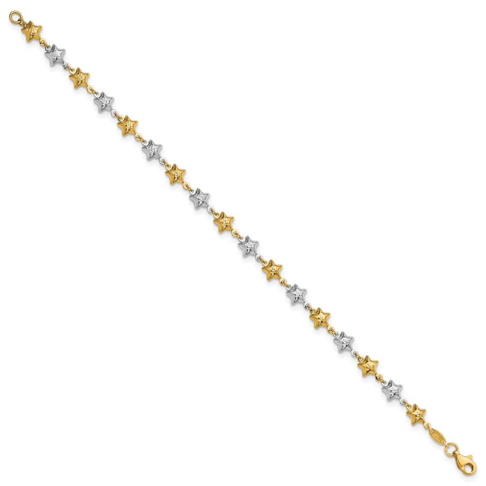 Brazalete de Estrella Inflada en Oro Bicolor de 14k