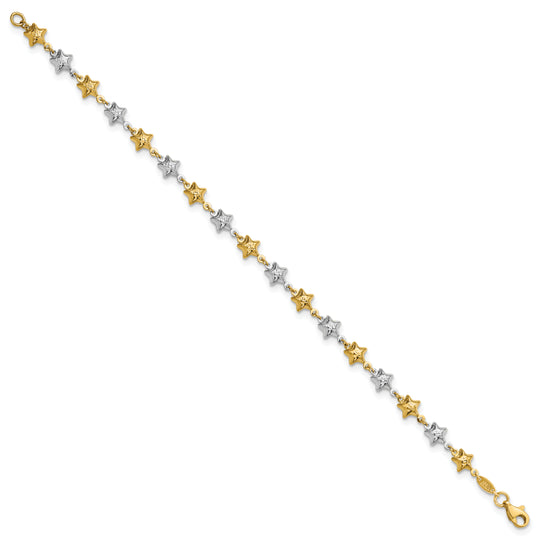 Brazalete de Estrella Inflada en Oro Bicolor de 14k