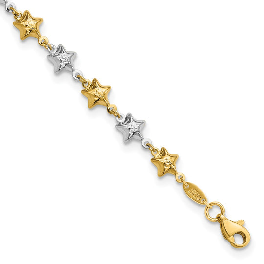 Brazalete de Estrella Inflada en Oro Bicolor de 14k