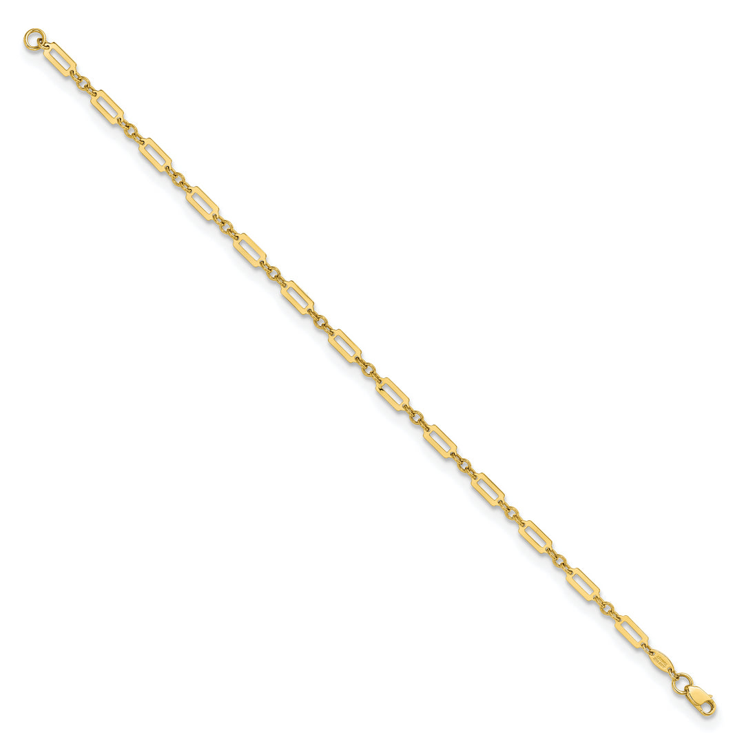 Pulsera 14K Oro Amarillo Pulido con Enlace Rectangular Fancy