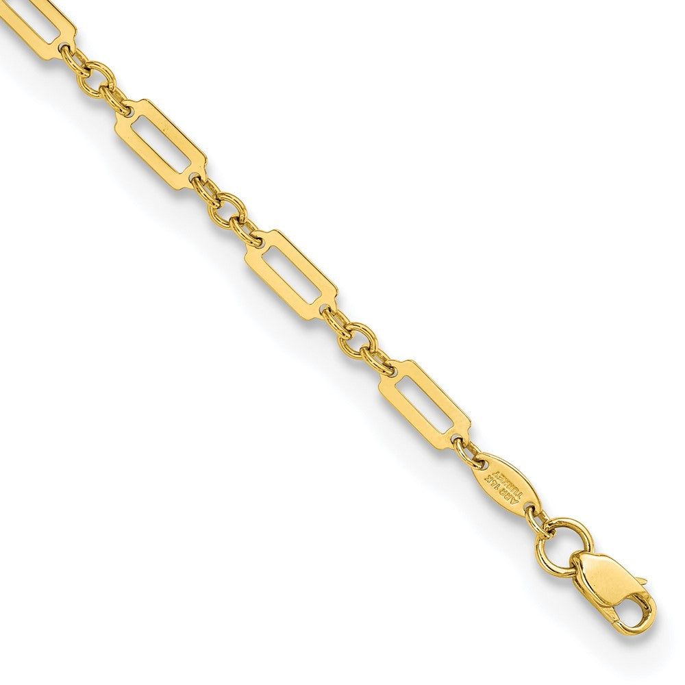 Pulsera 14K Oro Amarillo Pulido con Enlace Rectangular Fancy